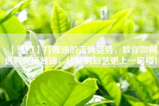 【热门】打酱油的正确姿势，教你如何选购优质酱油，让你的厨艺更上一层楼！